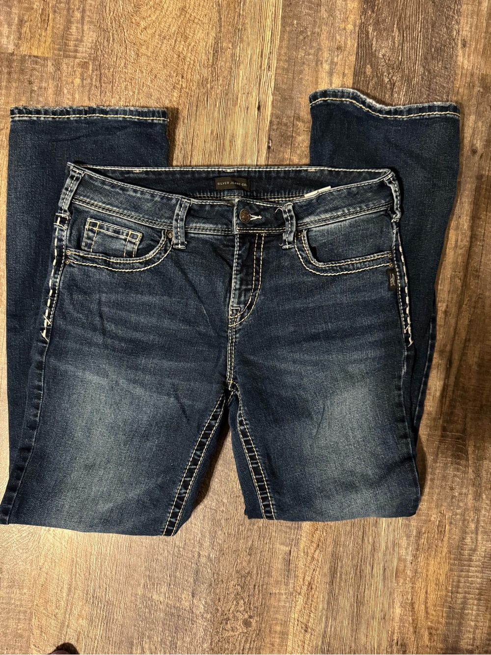 Women’s Dark Wash silver Blue Jeans - Classic Stretch Denim
